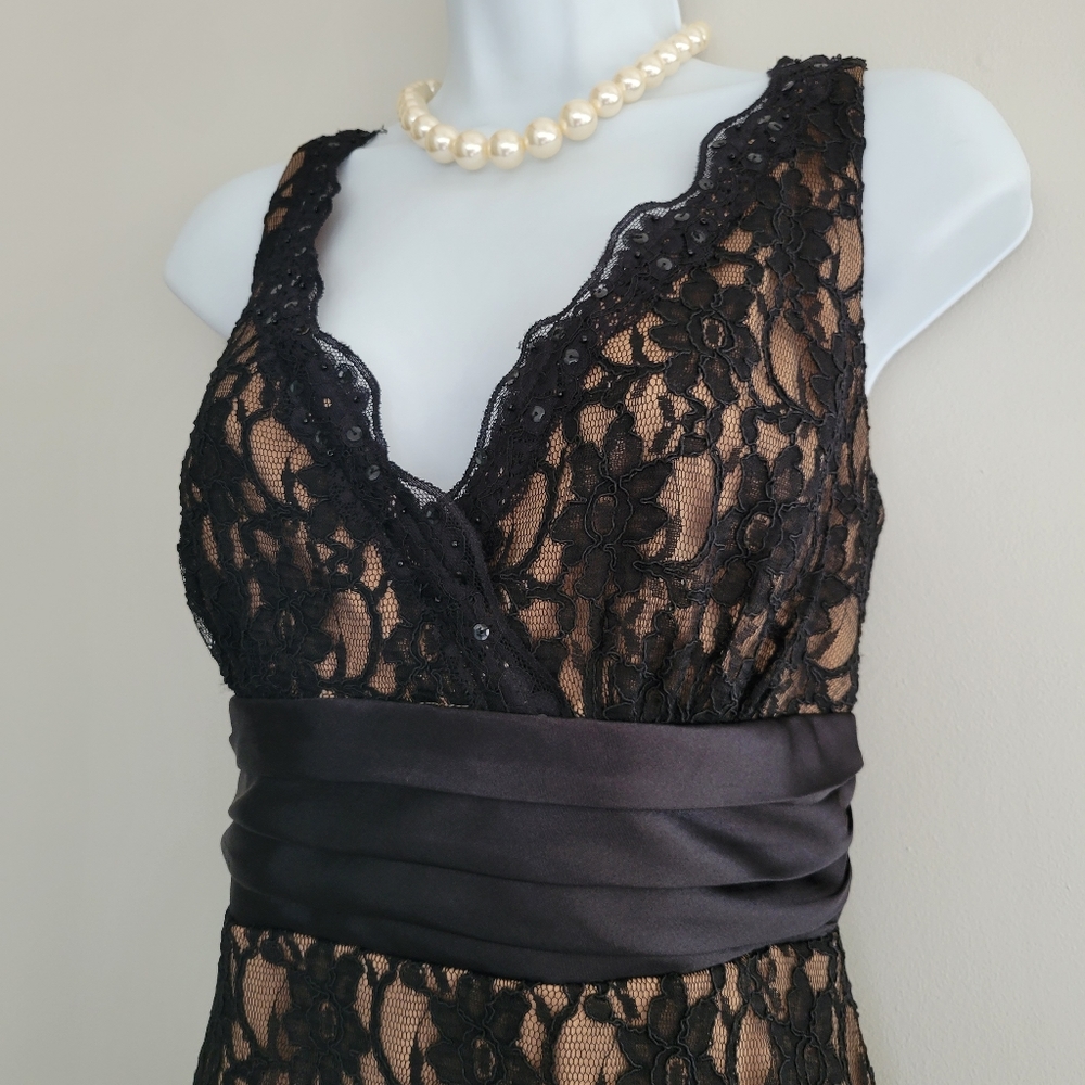 L.S Fashions Black/Nude Lace Dress